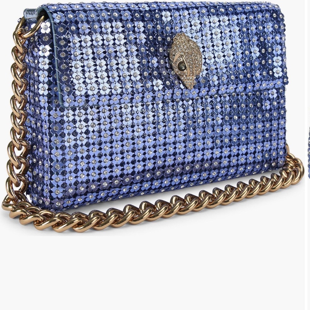 Kurt Geiger Blue Sequin Chain Shoulder Bag